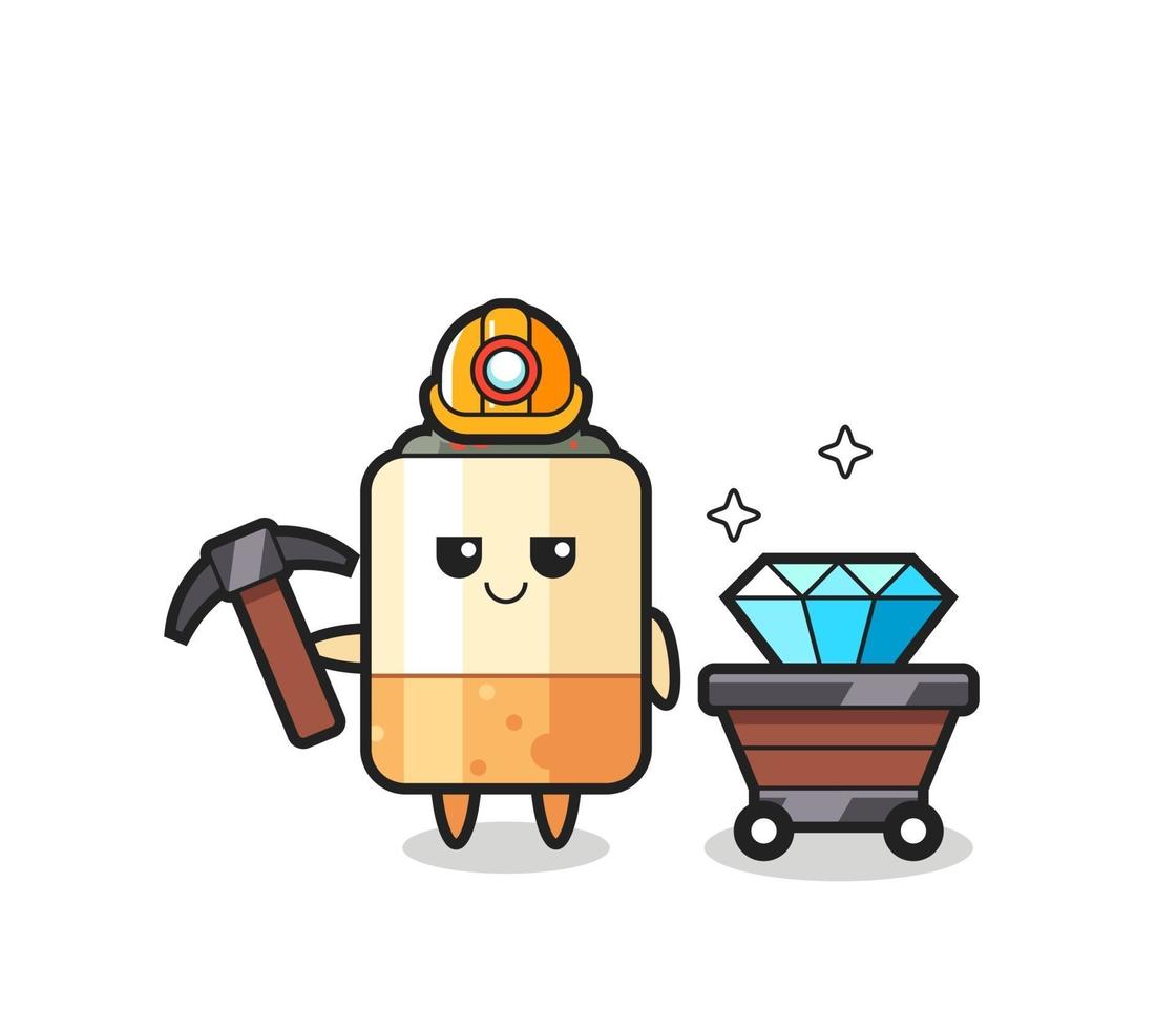 Character Illustration of cigarette as a miner vector