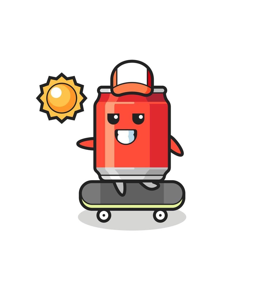 drink can character illustration ride a skateboard vector