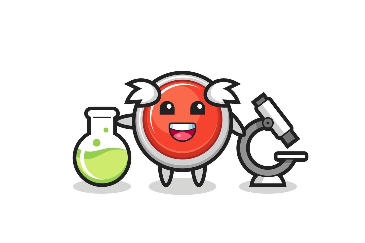 Mascot character of emergency panic button as a scientist vector