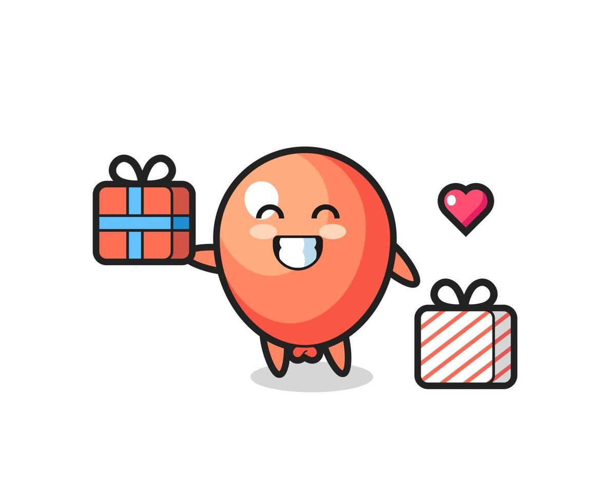 balloon mascot cartoon giving the gift vector