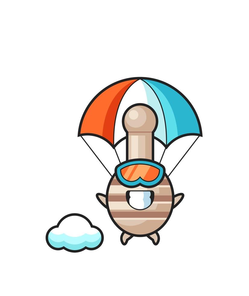 honey dipper mascot cartoon is skydiving with happy gesture vector