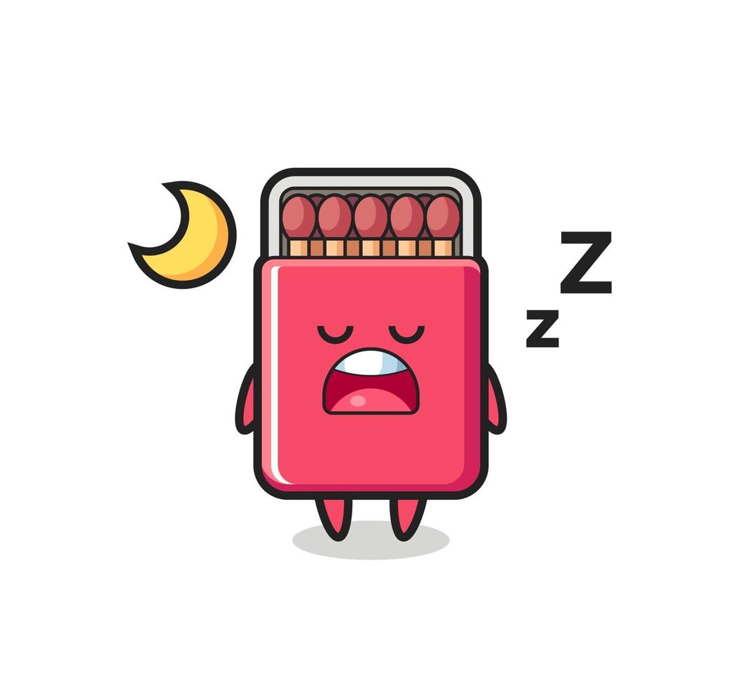 Ilustración de personaje de caja de fósforos durmiendo por la noche vector