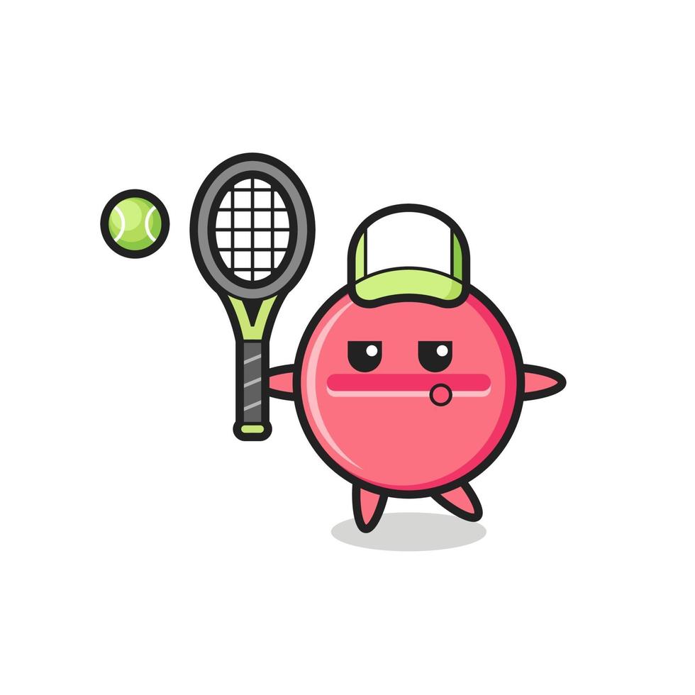 Cartoon character of medicine tablet as a tennis player vector