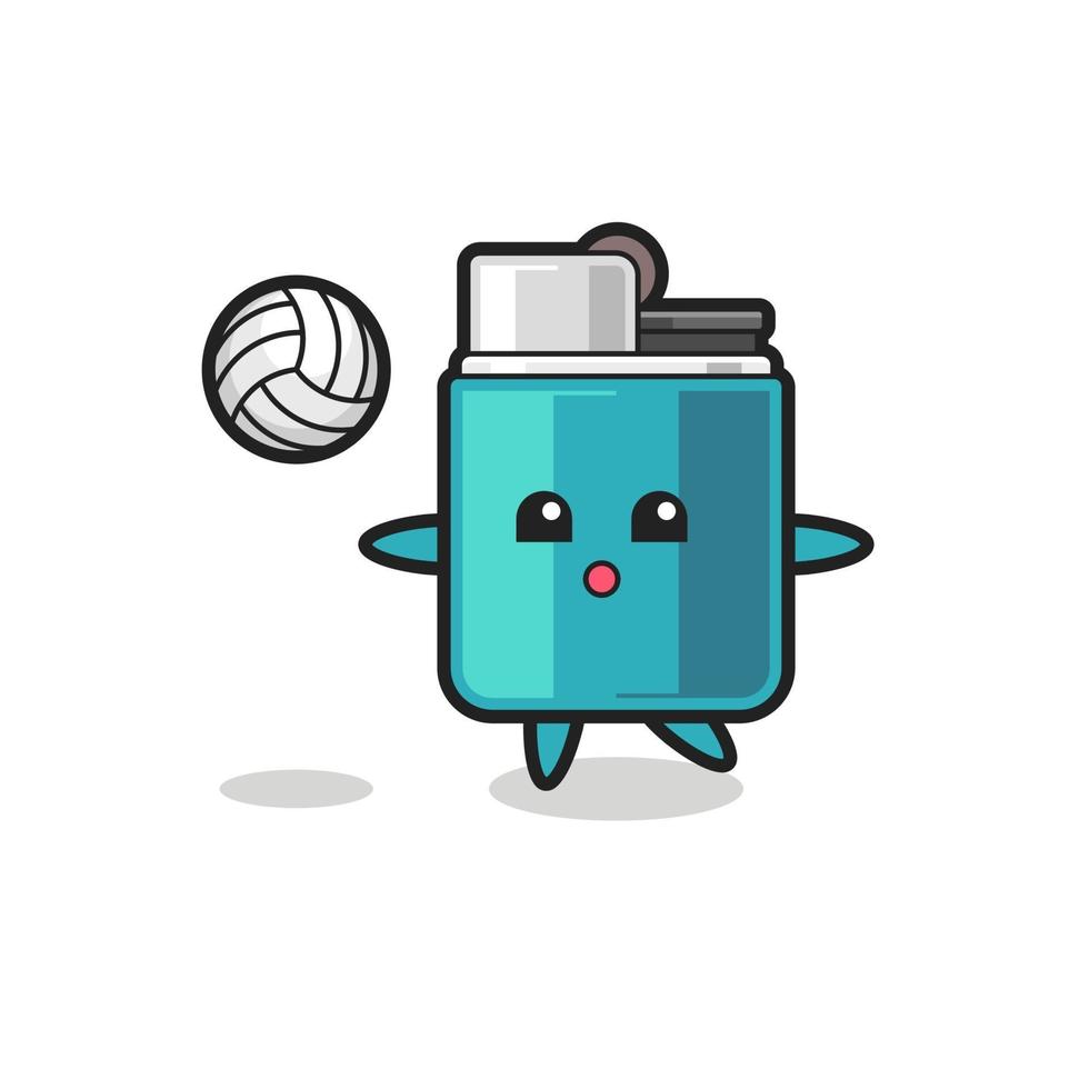 Character cartoon of lighter is playing volleyball vector