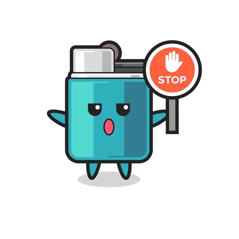 lighter character illustration holding a stop sign vector