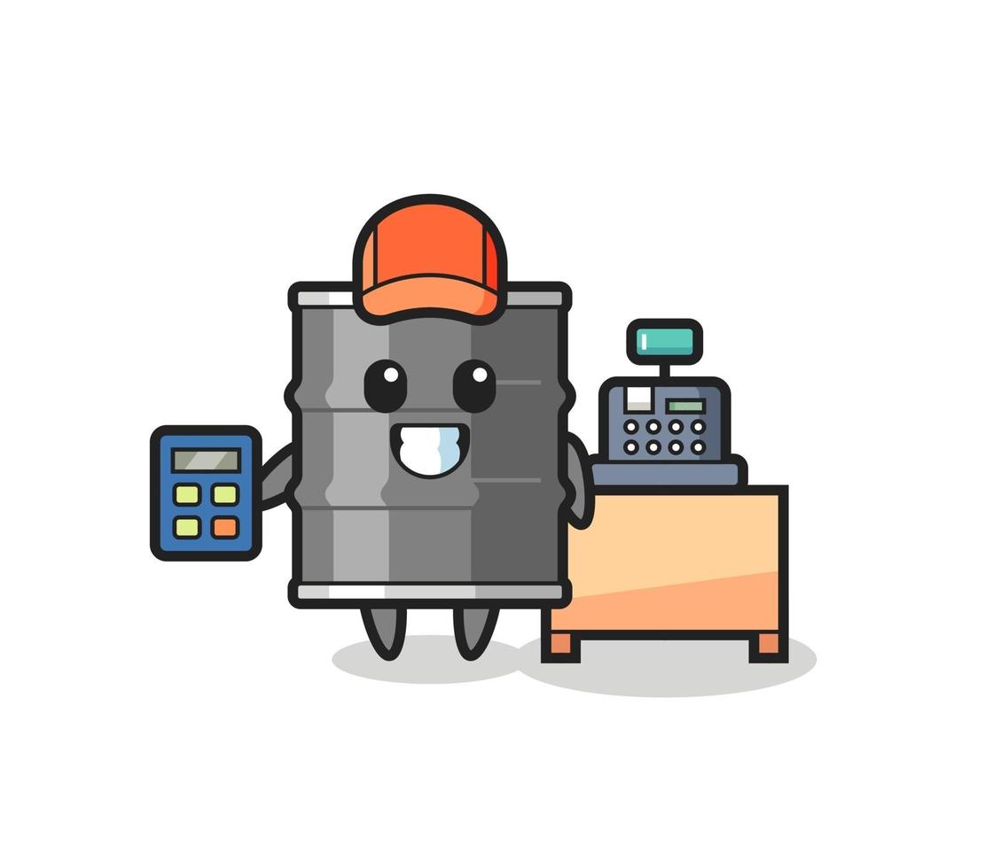 Illustration of oil drum character as a cashier vector