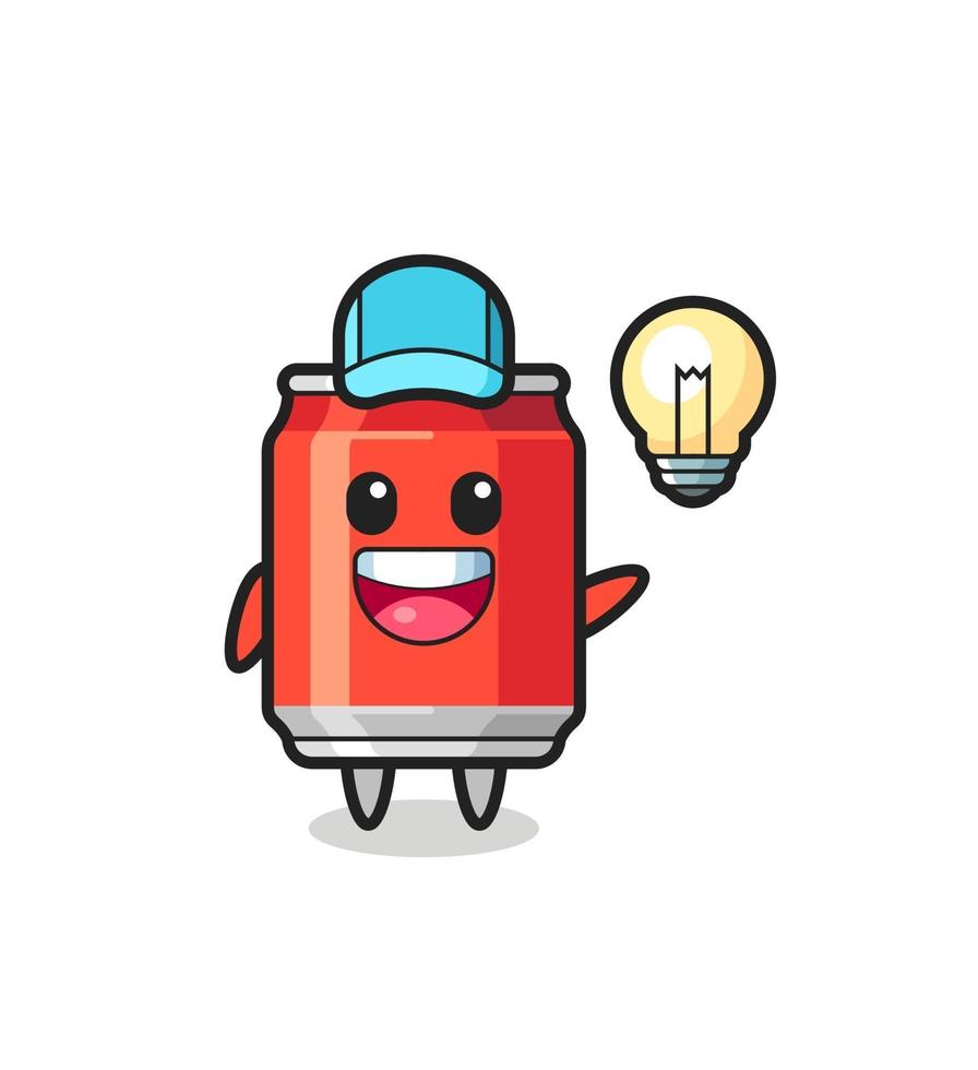 drink can character cartoon getting the idea vector
