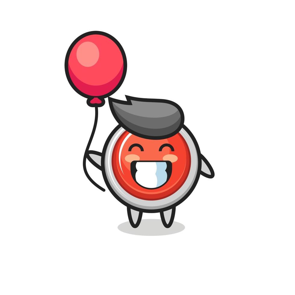 emergency panic button mascot illustration is playing balloon vector