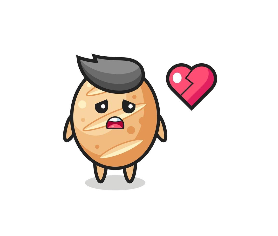 french bread cartoon illustration is broken heart vector