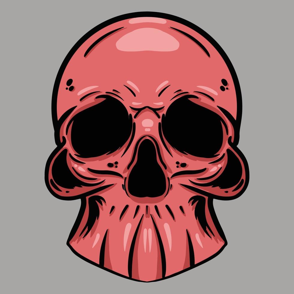 pink human head skull hand drawn vector illustration