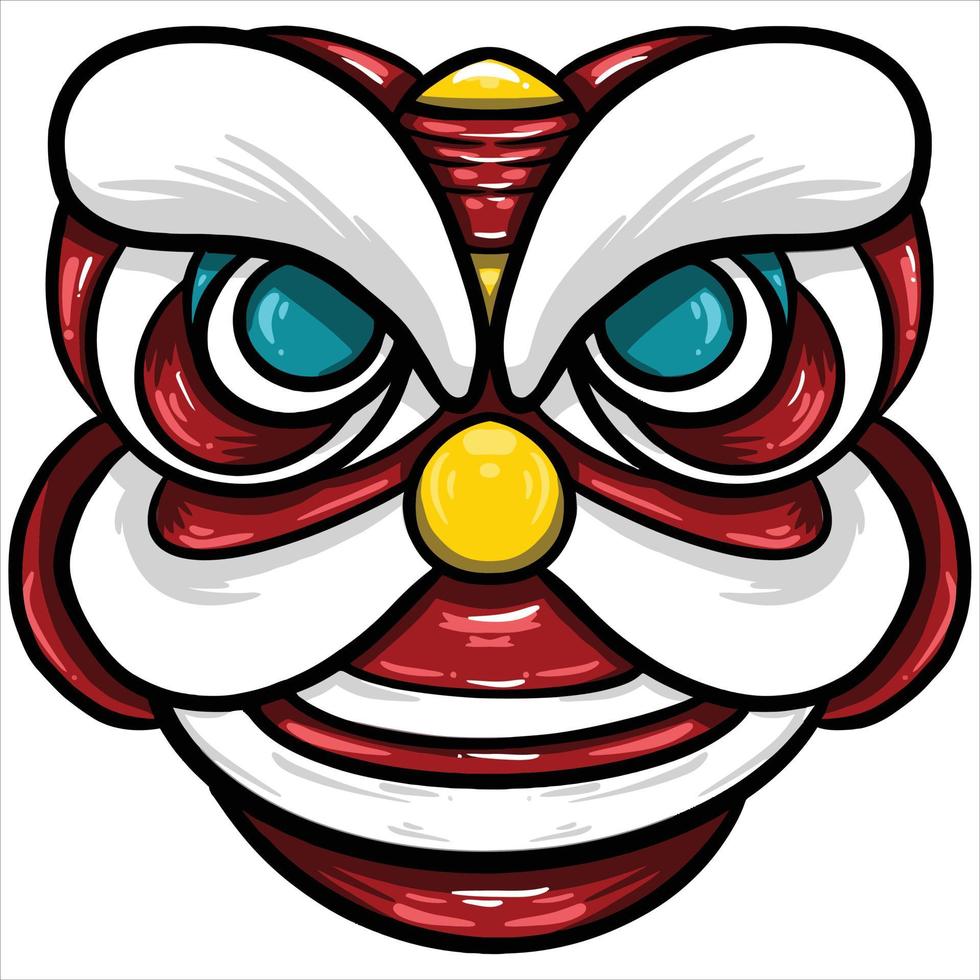 chinese new year lunar lion dance cartoon vector illustration