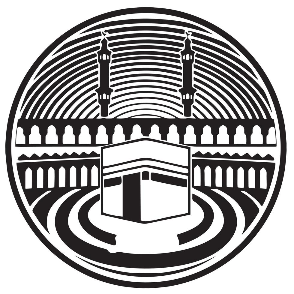 vector illustration of Kaaba Masjidil Haram in Mecca city Saudi Arabia