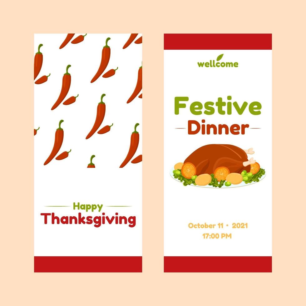 Restaurant invitation for Thanksgiving Gala Dinner. Flyer layout vector