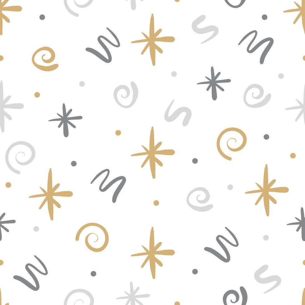 Abstract seamless pattern with snowflakes and winter doodle shapes. vector