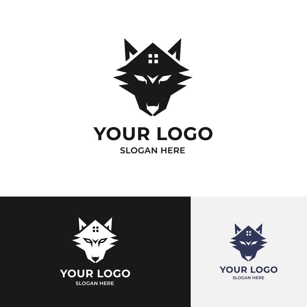 plantilla de diseño de logotipo de propiedad de lobo. propiedad de los lobos vector