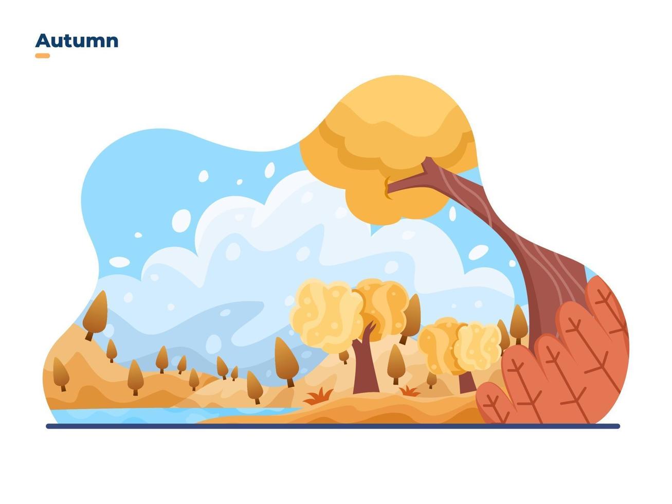 Autumn season outdoor landscape vector illustration