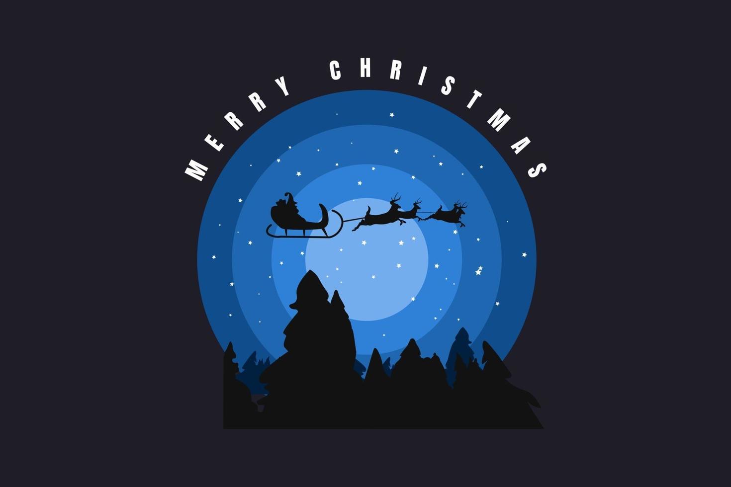 Merry christmas,t-shirt mockup silhouette santa claus sleigh deer vector