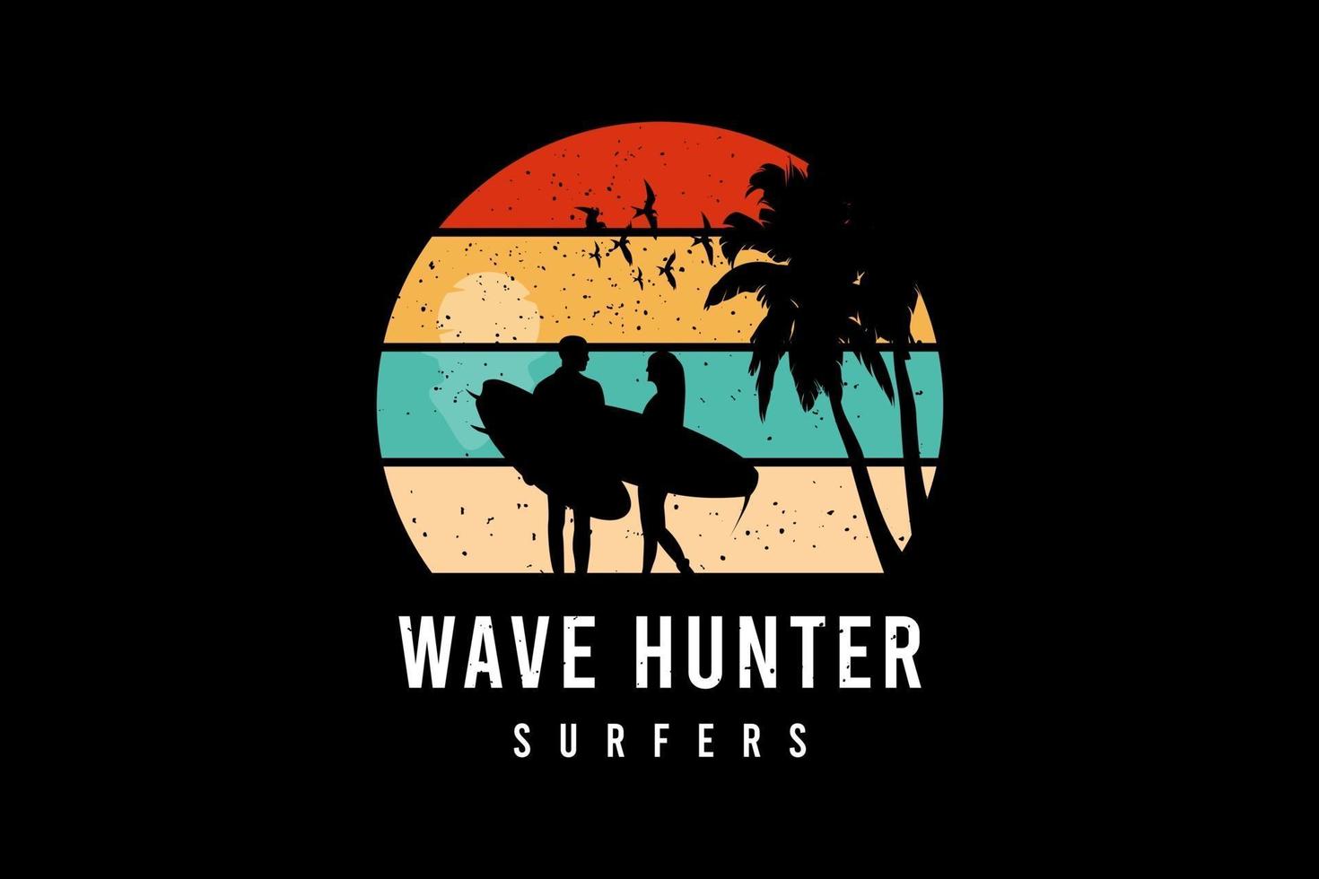 Wave hunter surfers,tshirt merchandise mockup typography vector