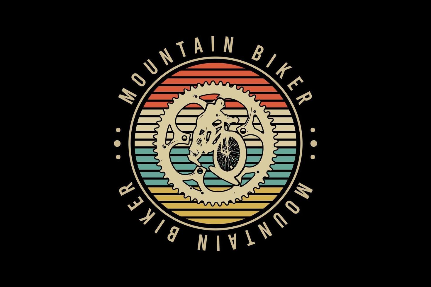mountain biker,retro vintage style hand drawing illustration vector