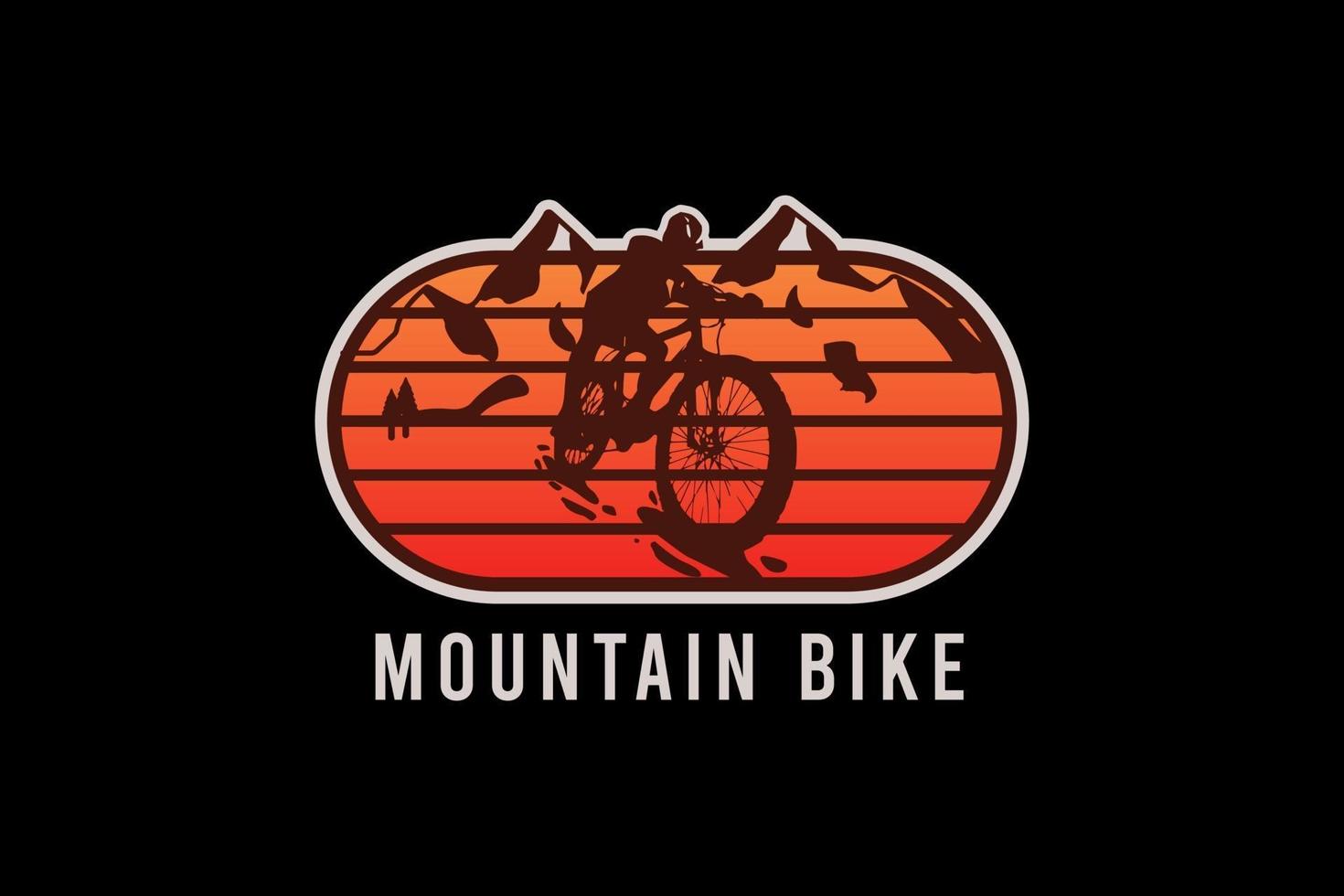 bicicleta de montaña, ilustración de dibujo a mano de estilo retro vintage vector