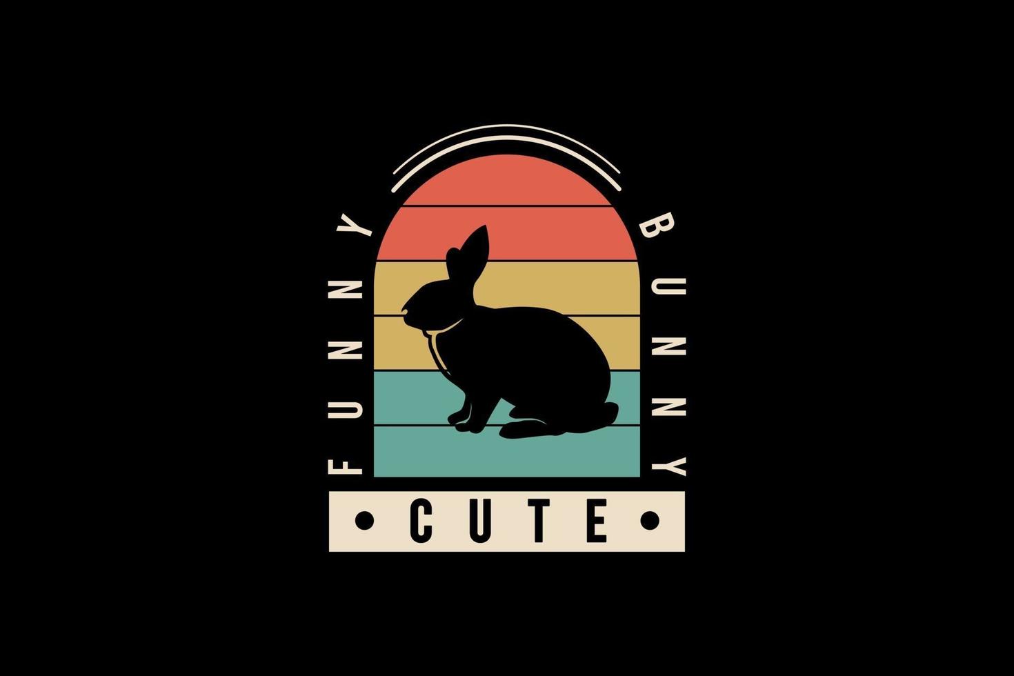 Cute funny bunny, rabbit silhouette retro vintage design vector