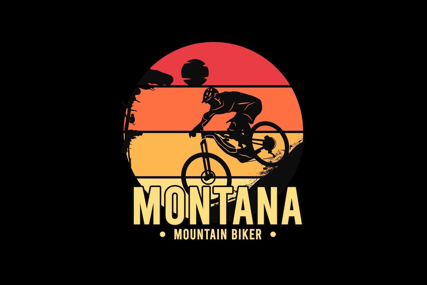 Ciclista de montaña montana, ilustración de dibujo a mano de estilo retro vintage vector