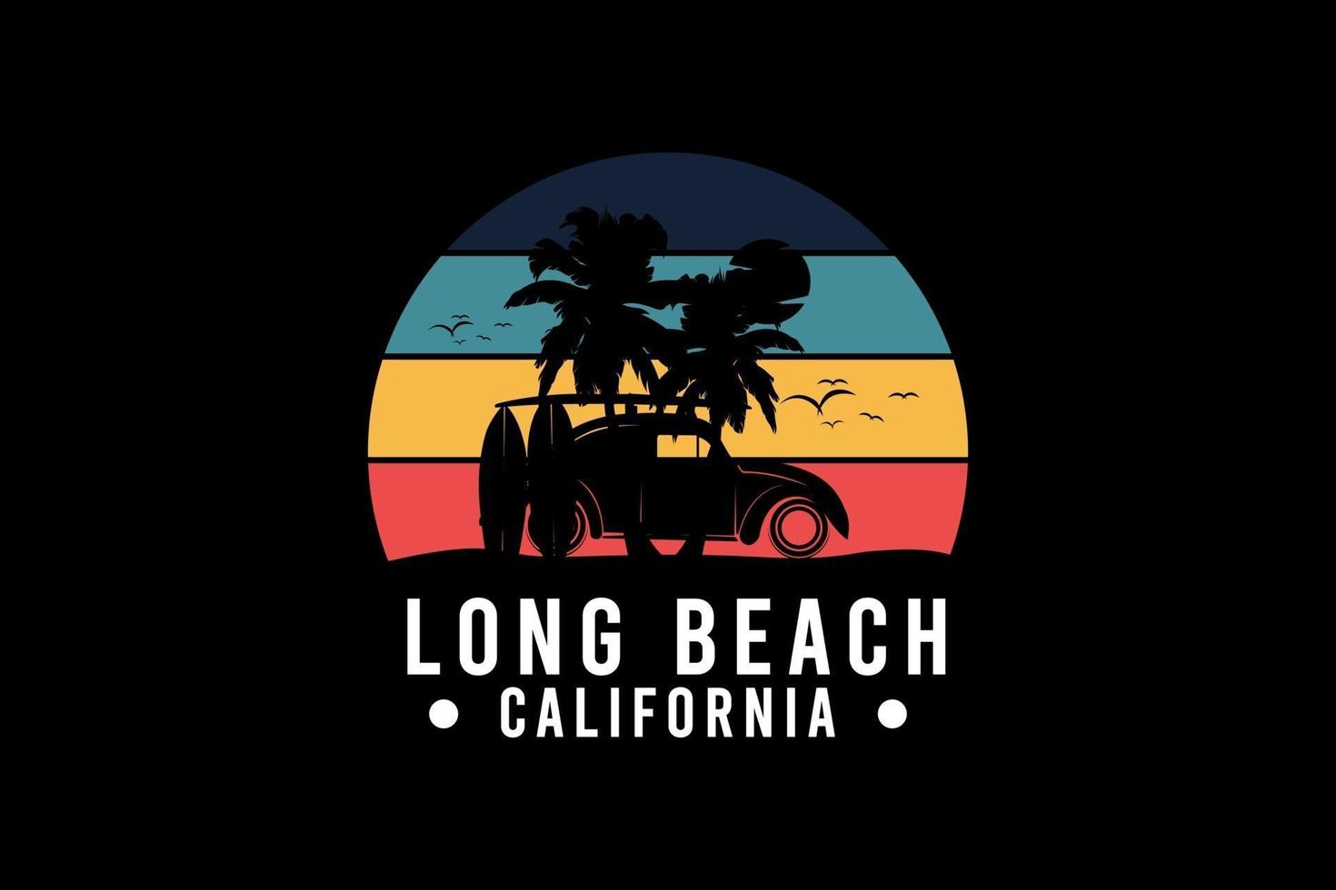 Long beach california,retro vintage style hand drawing illustration vector