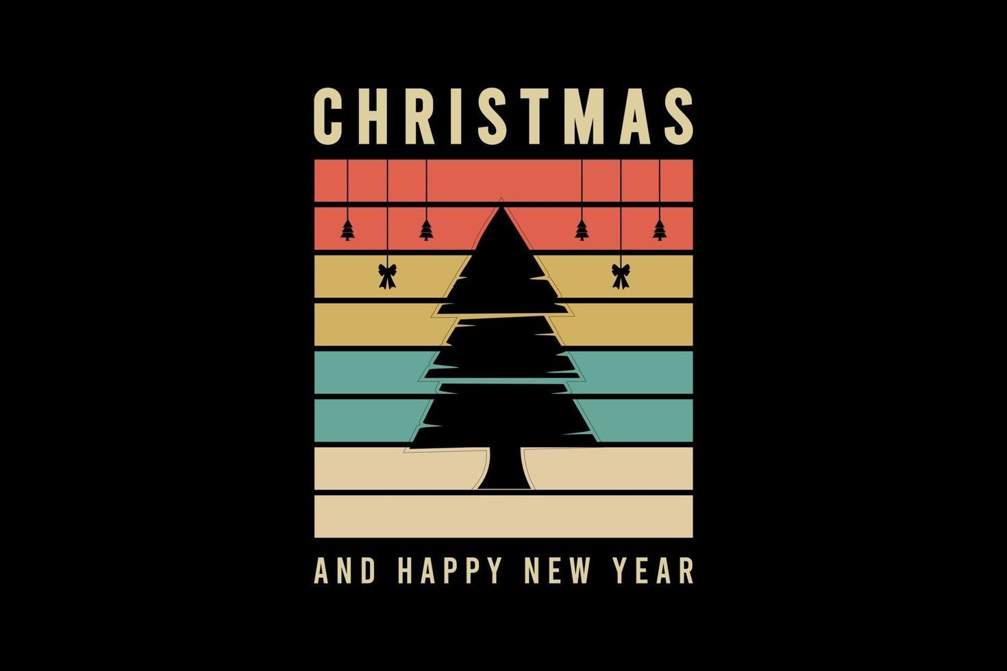Christmas and happy new year,retro vintage style vector
