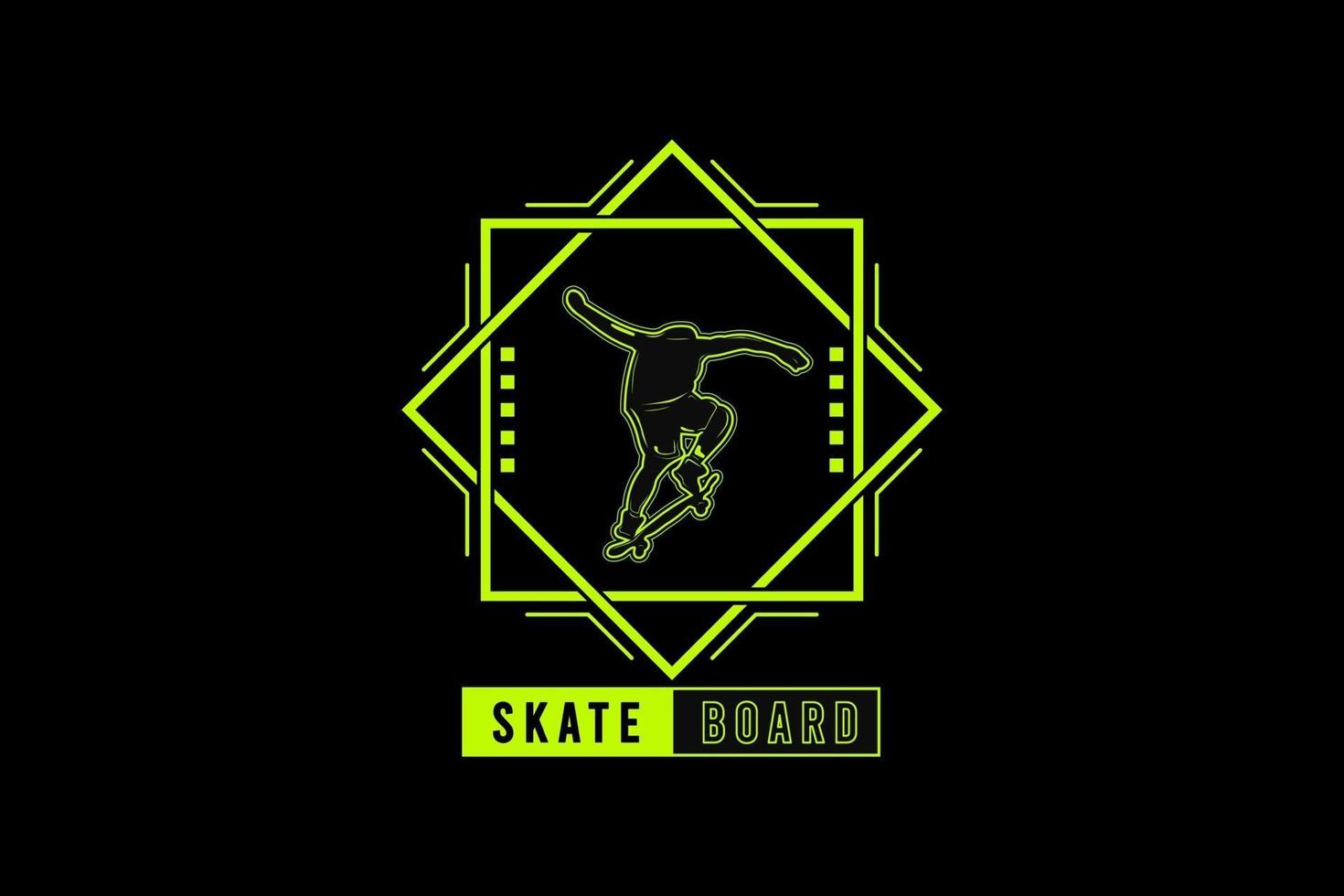 Skateboard, silhouette urban style mock up typography vector