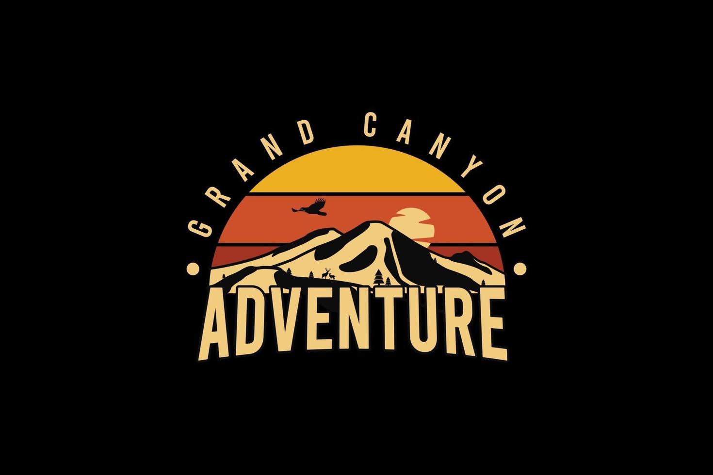 Grand canyon adventure,retro vintage style hand drawing illustration vector