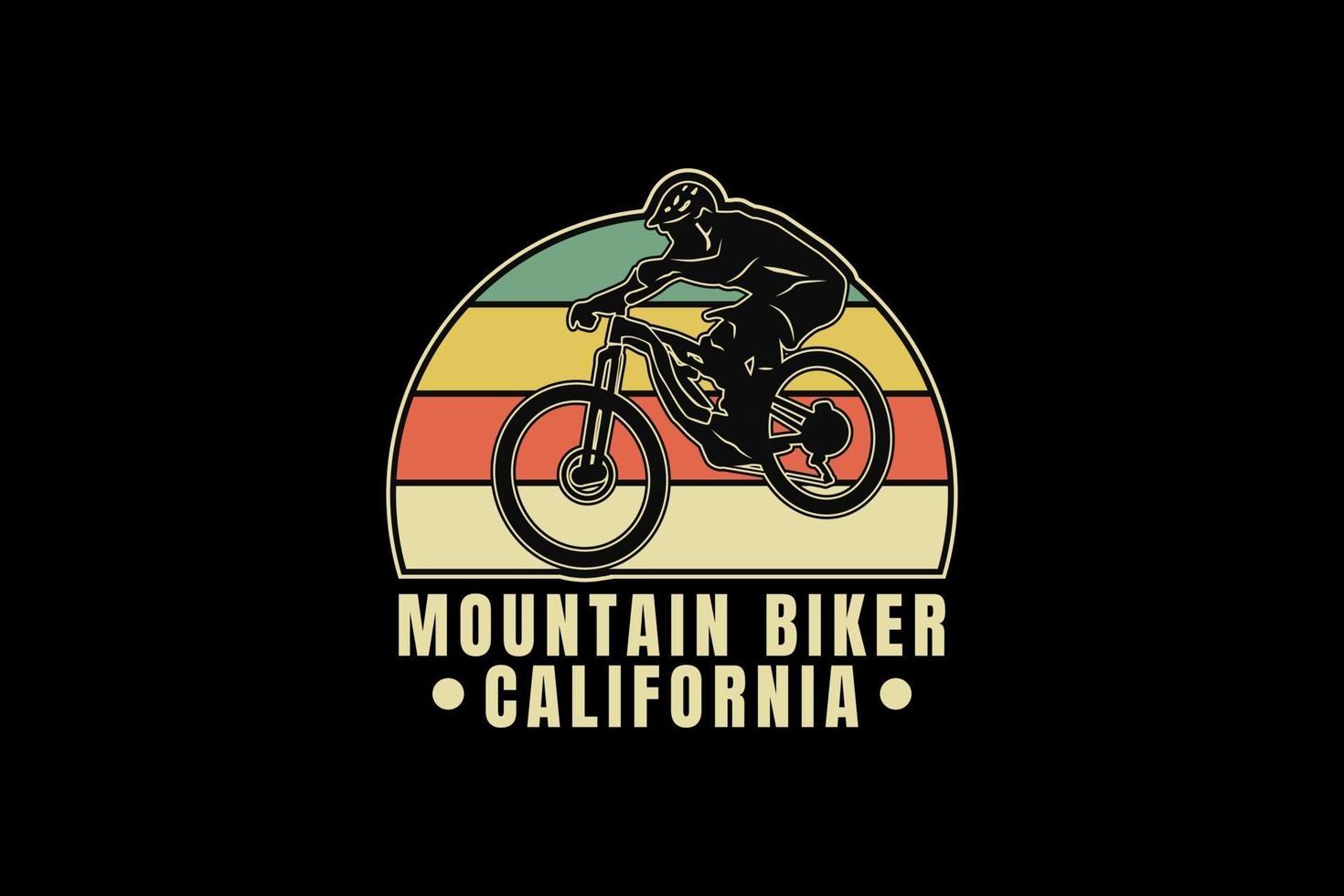 ciclista de montaña california, simulacro de tipografía vector