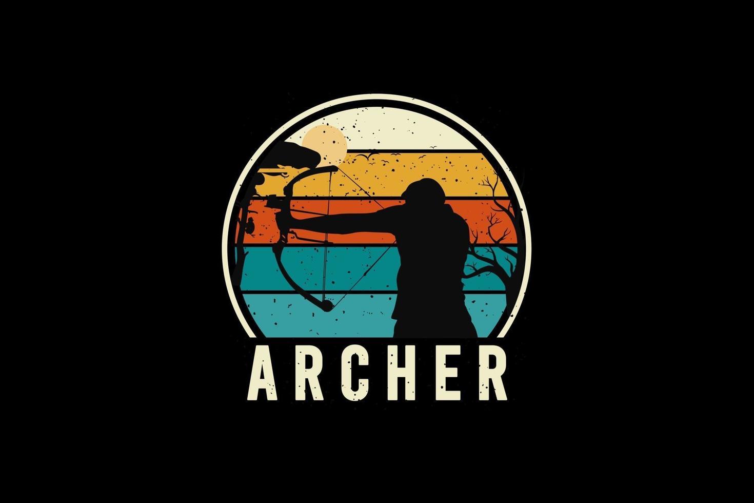 Archer, silhouette retro vintage style vector