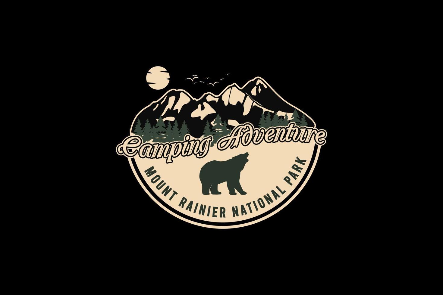 Camping adventure, silhouette retro vintage style vector