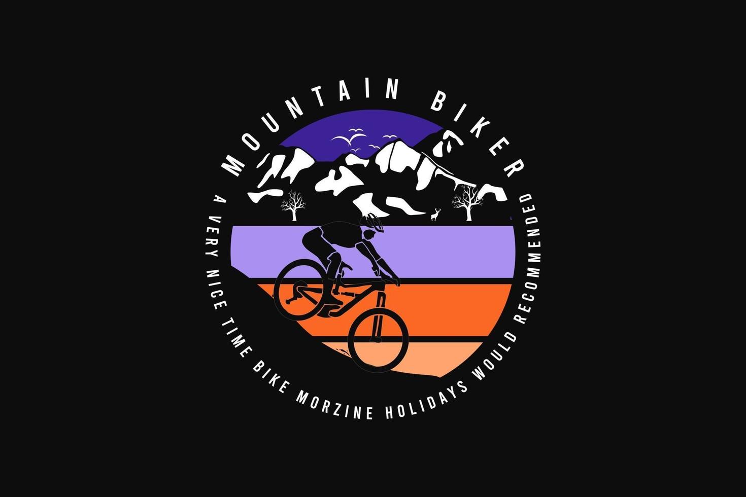 Mountain biker, silhouette retro style vector