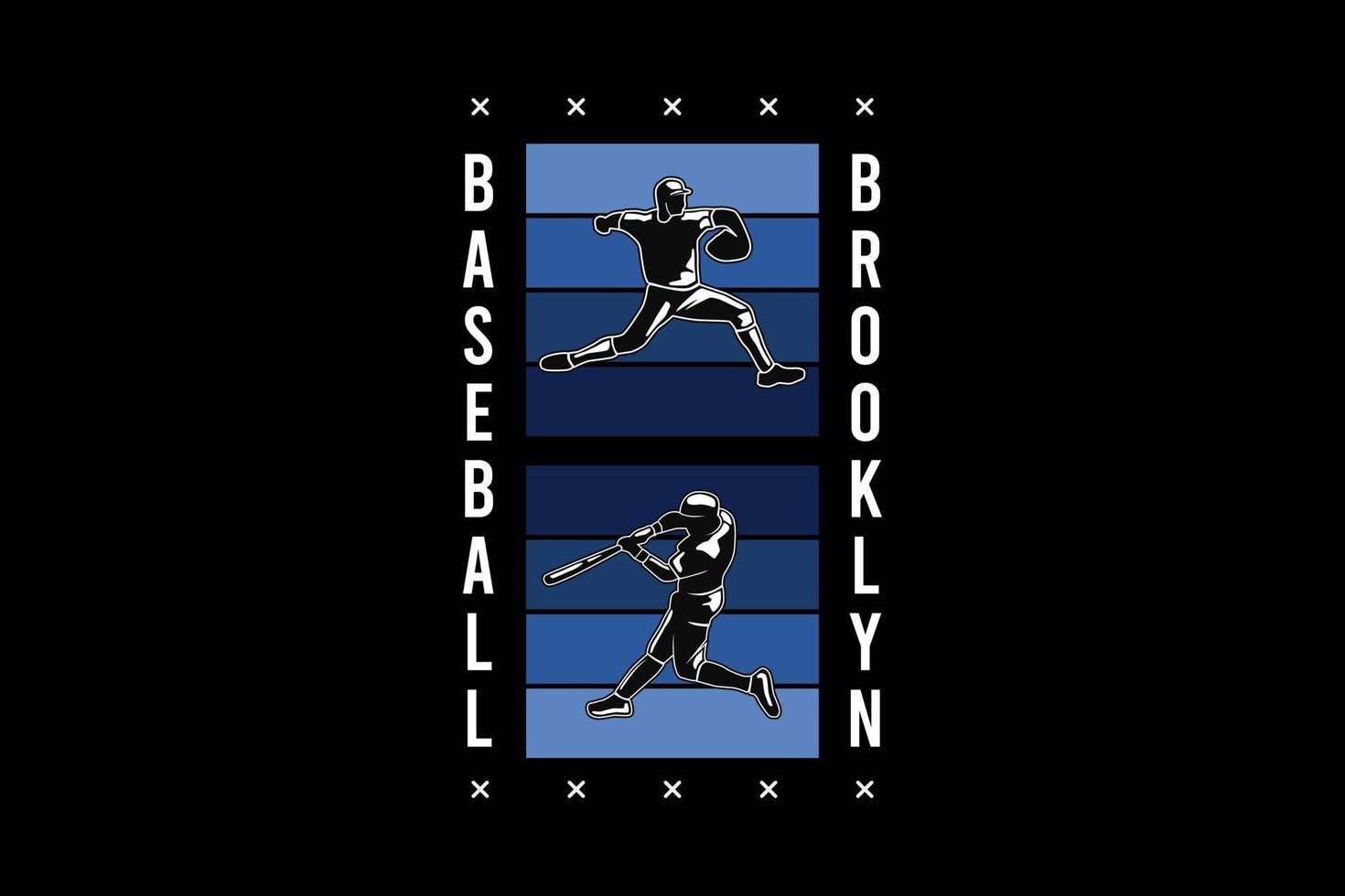 Baseball brooklyn, silhouette retro vintage style vector
