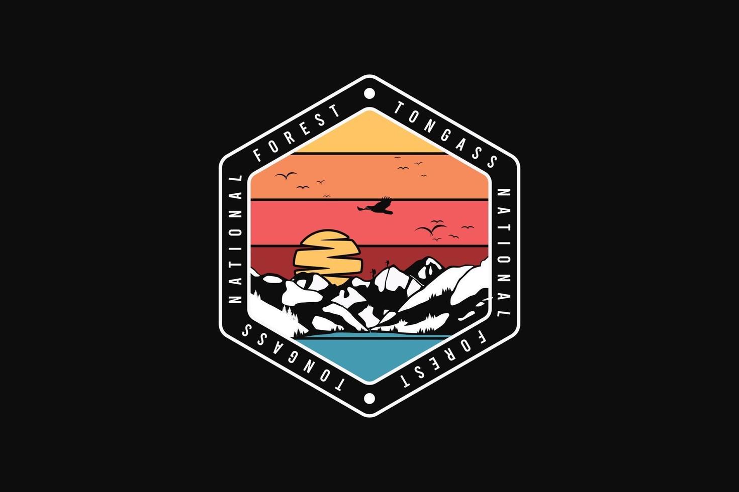 Tong ass national forest, silhouette retro style vector