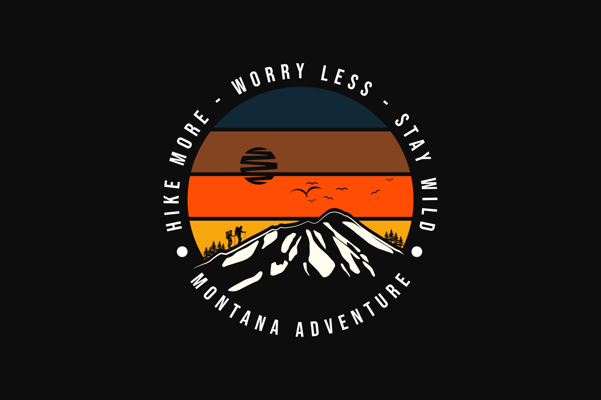 Montana adventure, silhouette retro style 3474002 Vector Art at Vecteezy