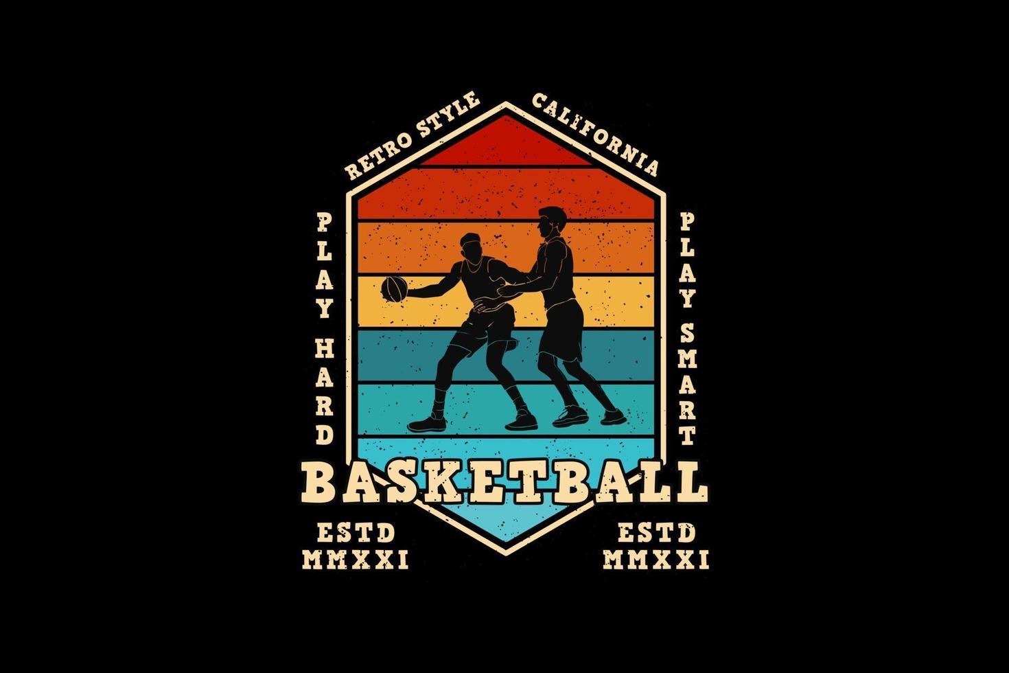 baloncesto, diseño silueta estilo retro vector