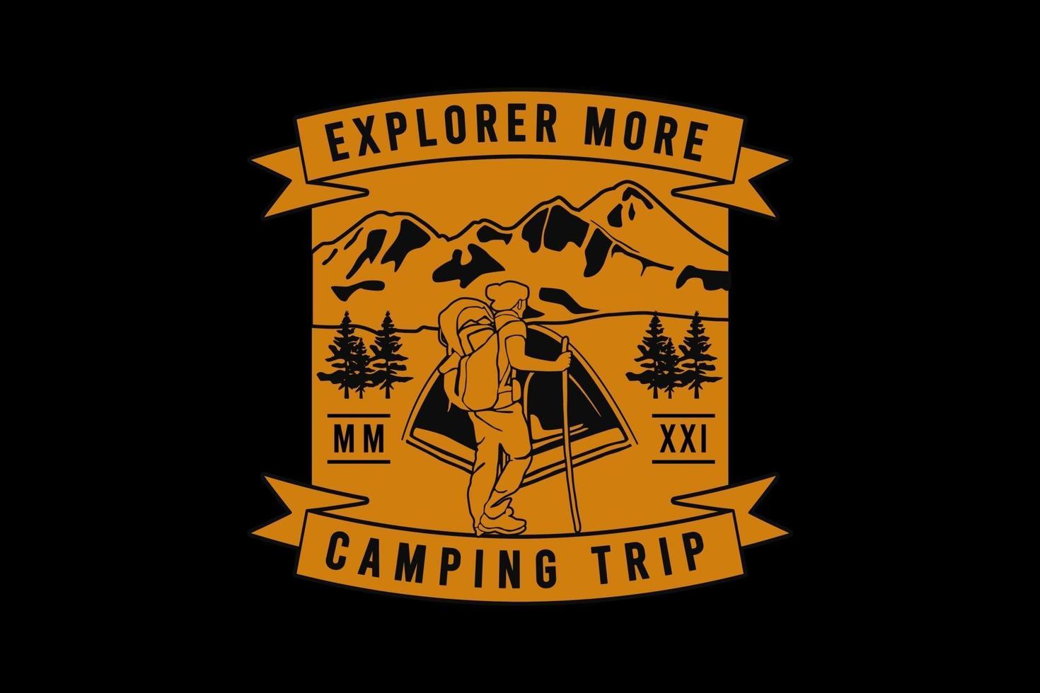 Explore more camping trip, design silhouette retro style. vector