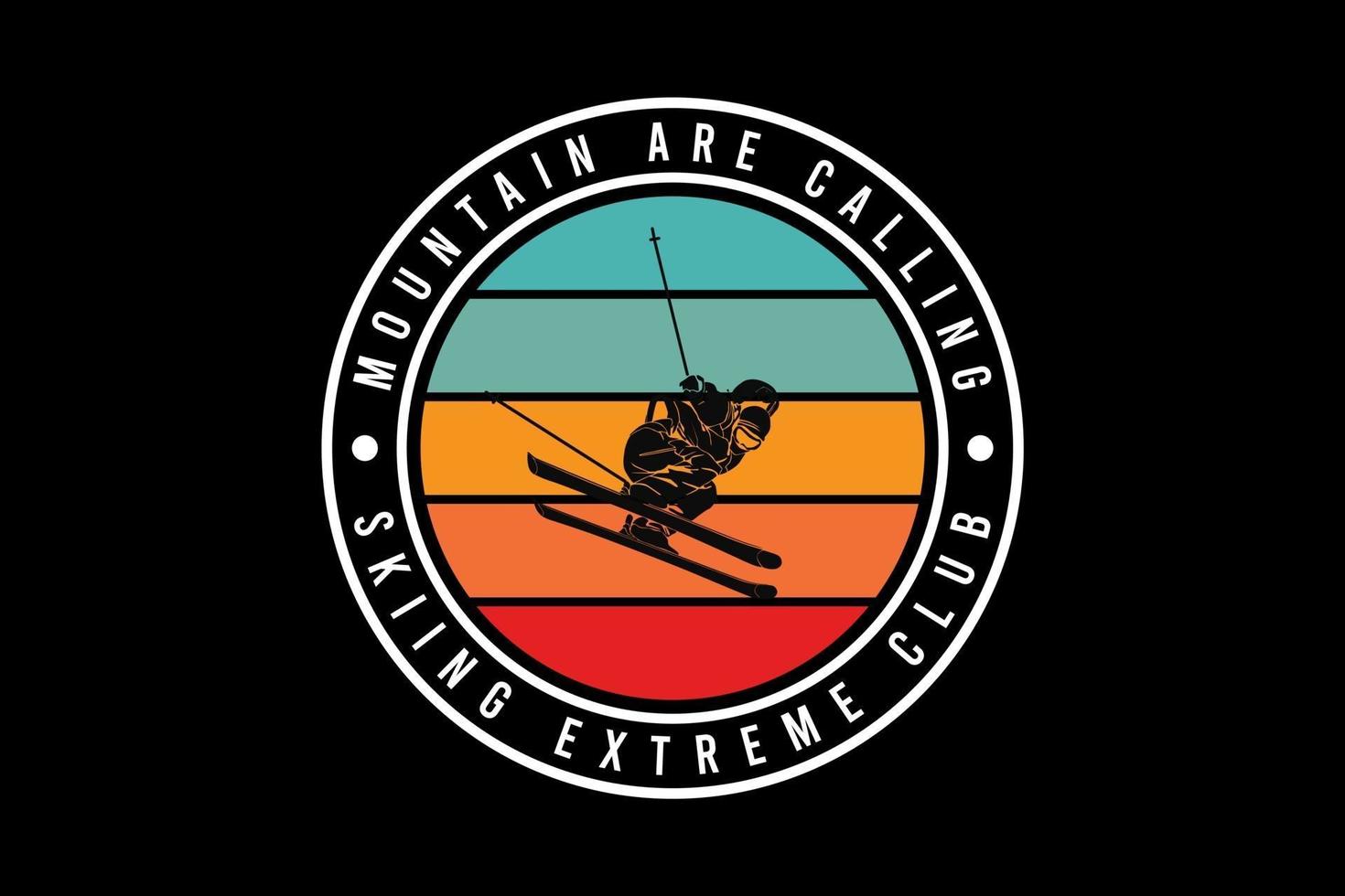 .Skiing extreme club, design silhouette retro style vector