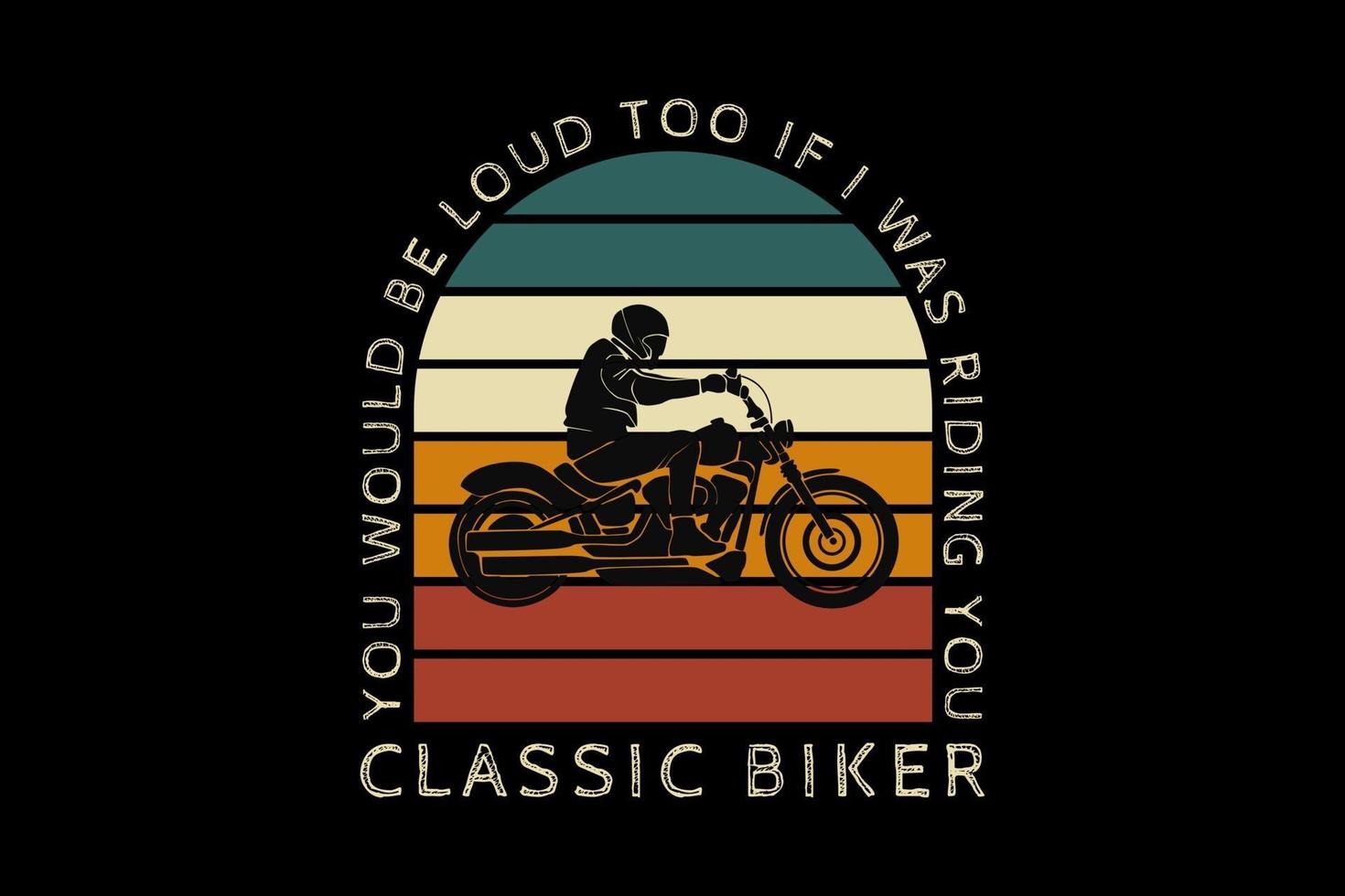 Classic biker, design silhouette retro style vector