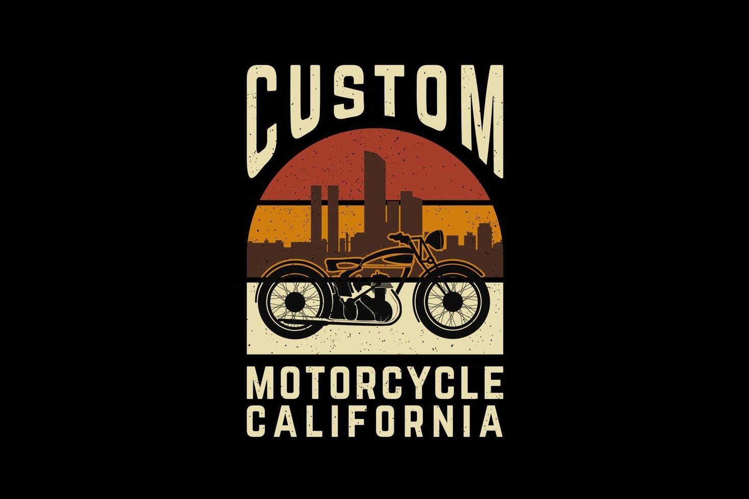 motocicleta personalizada california, diseño silueta estilo retro vector