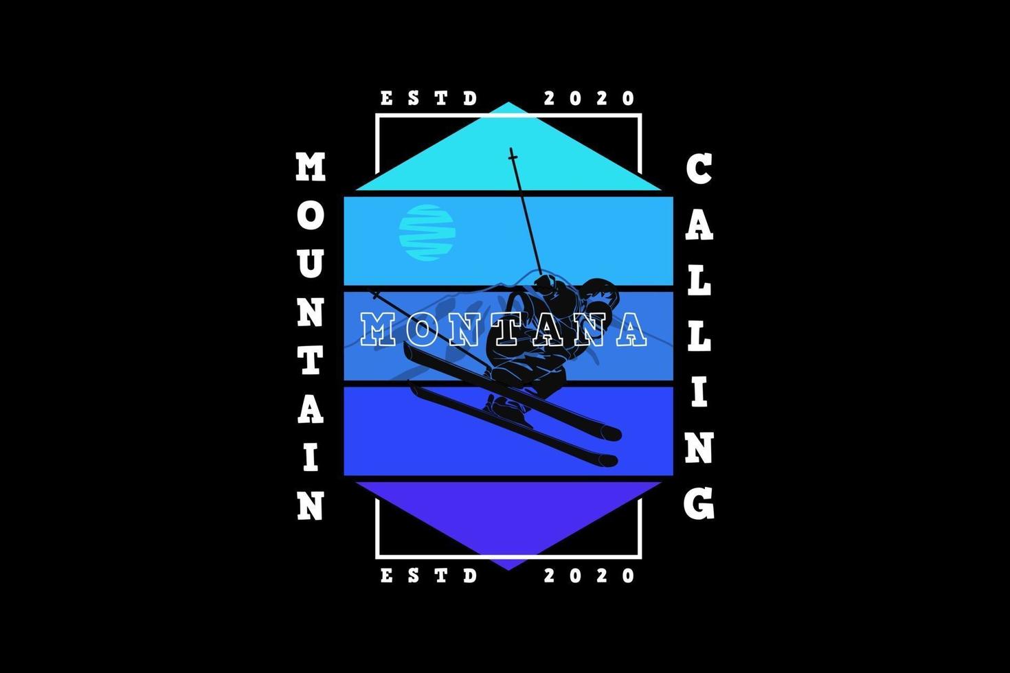 Montana mountain calling, design silhouette retro style vector