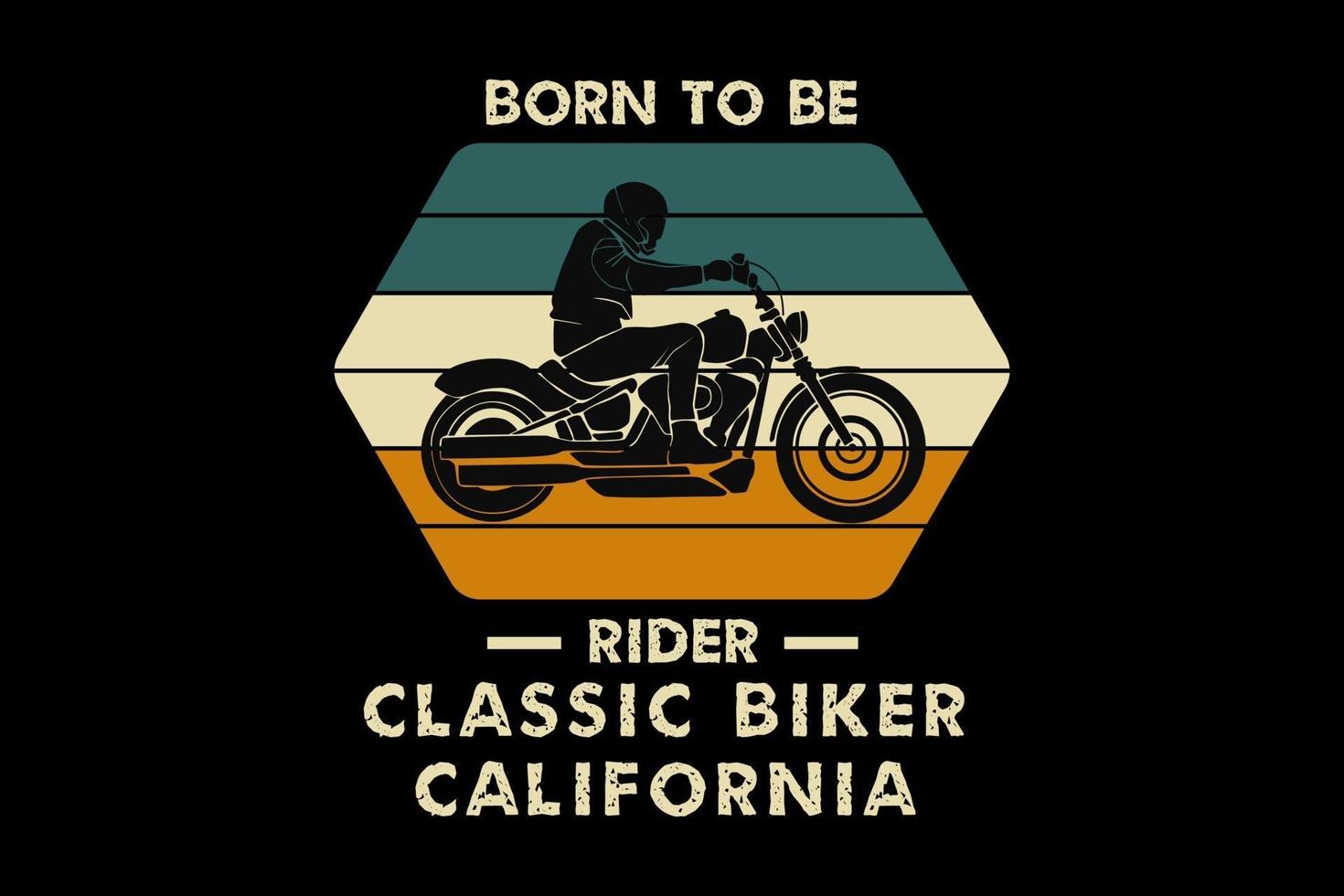 motociclista clásico california, diseño silueta estilo retro vector