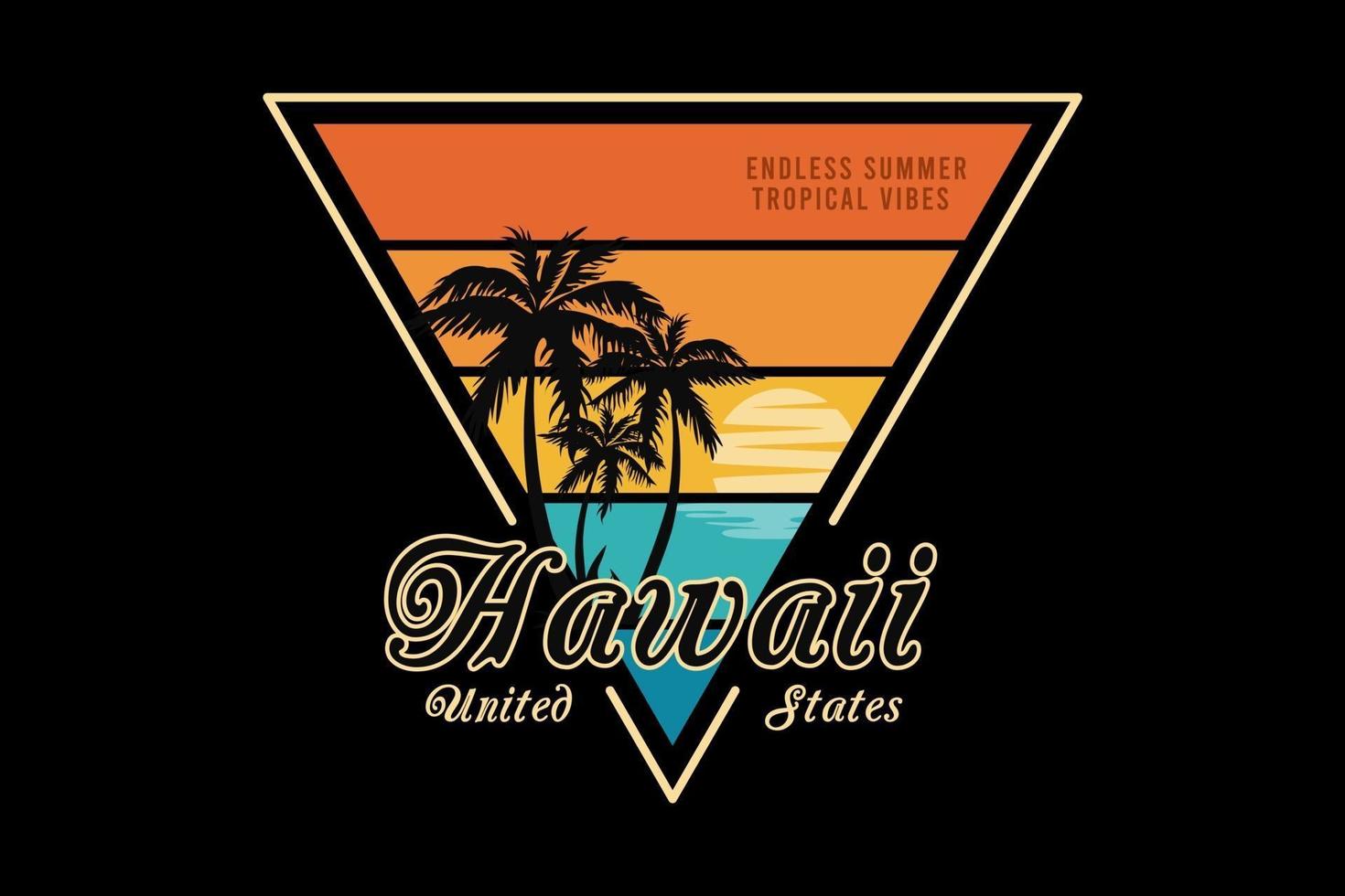 hawai, estados unidos, diseño, silueta, estilo retro vector