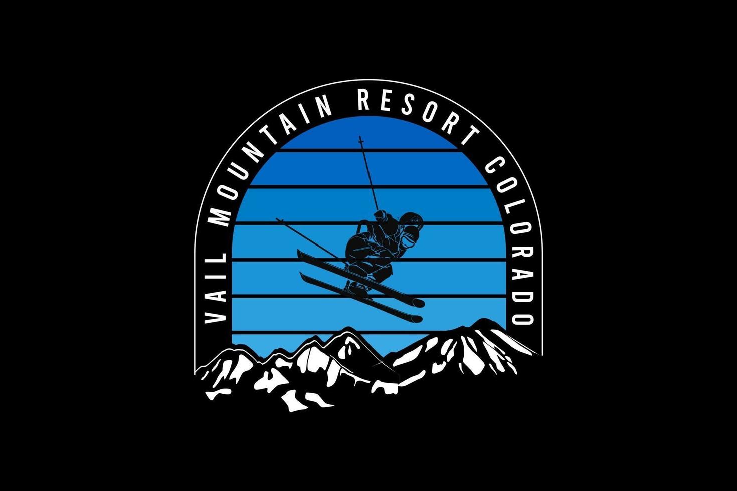 Val mountain resort colorado design silhouette retro style. vector