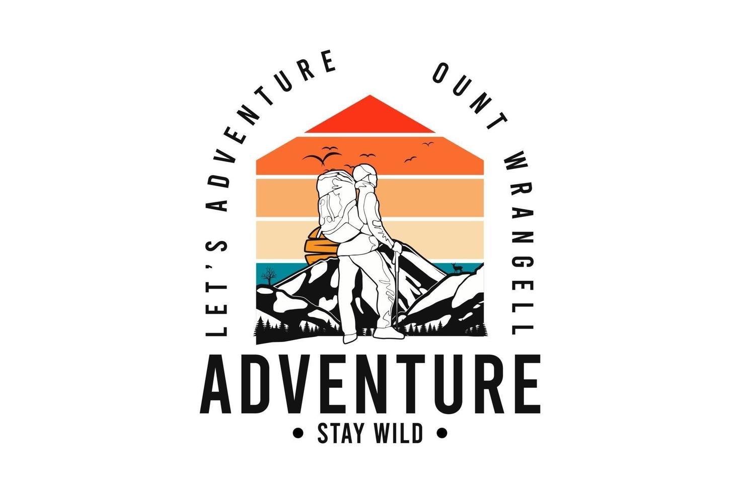 Adventure stay wild, t shirt design silhouette retro style vector