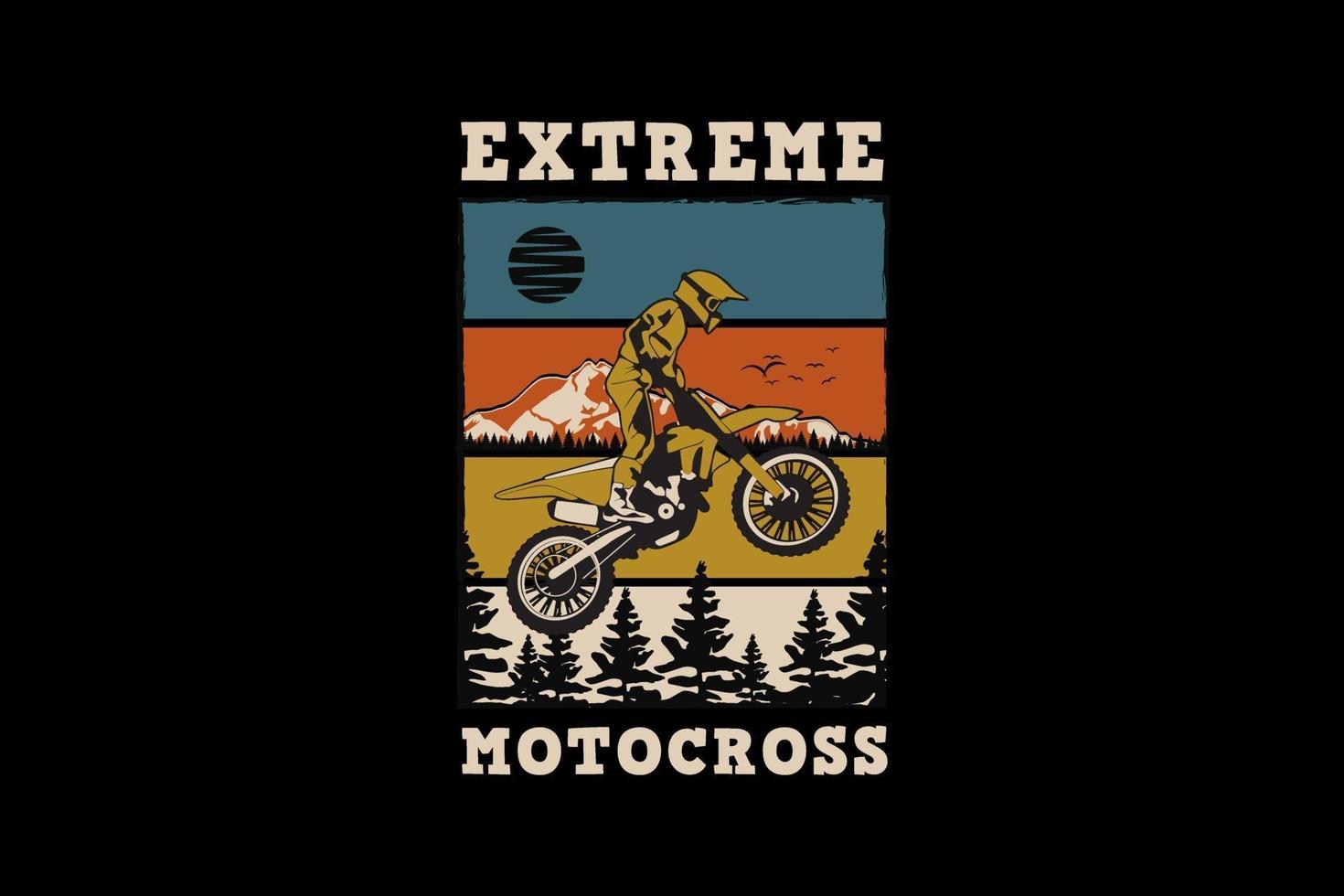 motocross extremo, diseño de silueta estilo retro vector