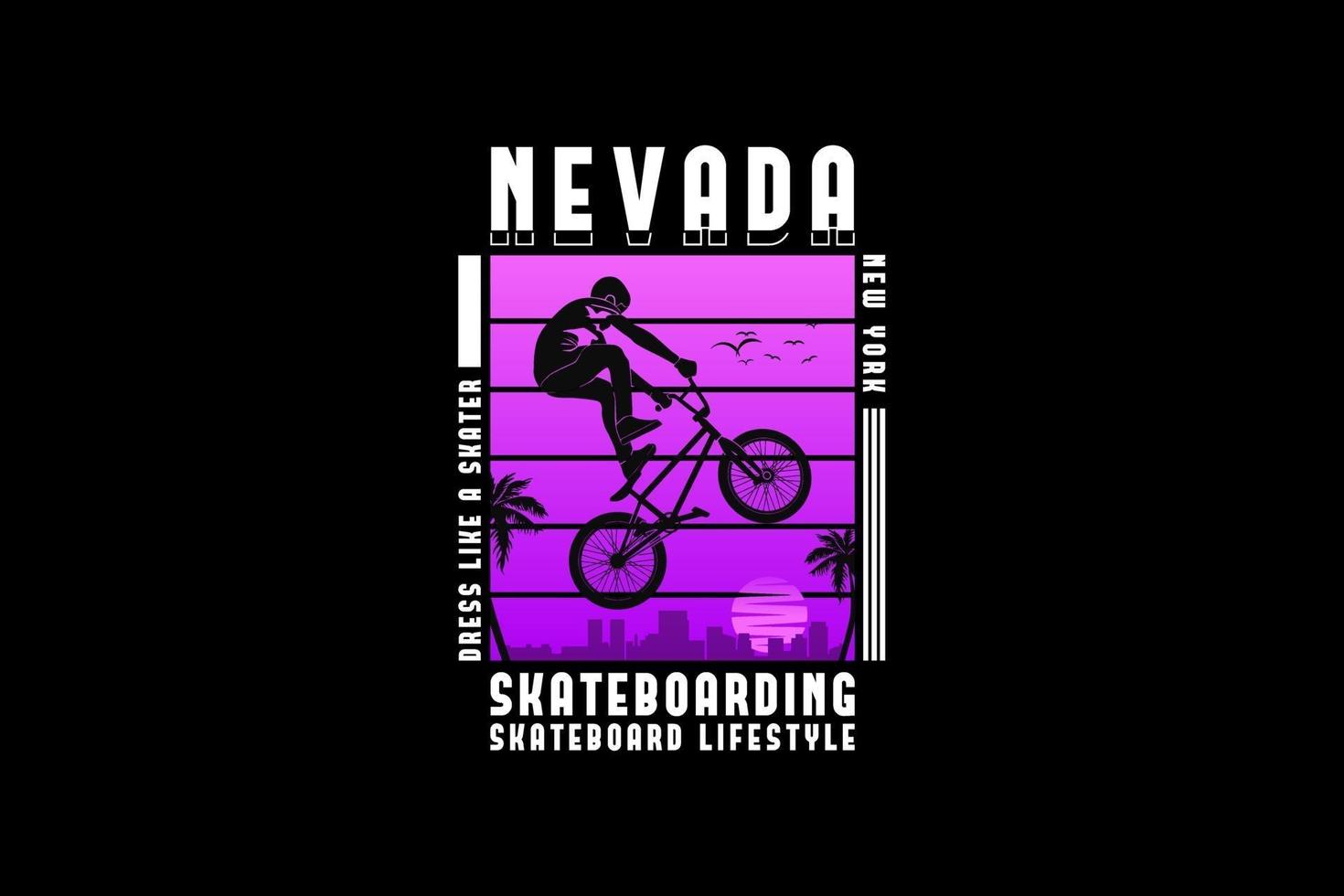 Nevada skateboard, design silhouette urban style vector