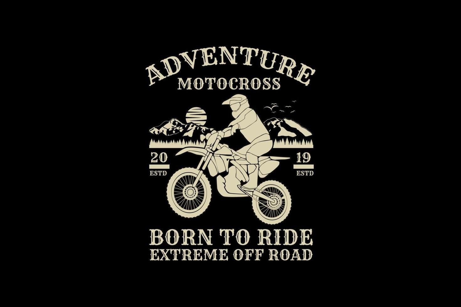 Adventure motocross, design silhouette retro style vector